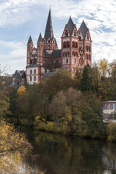limburger dom germania - medieval autumn cathedral vertical foto e immagini stock
