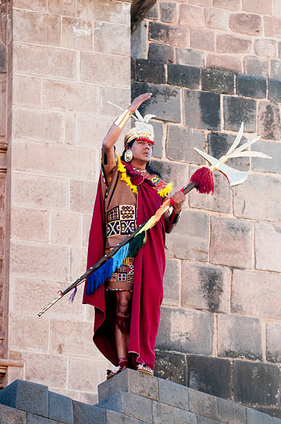 Inti Raymi Festival. Religion and tradition, Inca. Cusco, Peru. Cusco, Peru - June 24, 2011: Celebration of Inti Raymi by the locals at the Haukaypata plaza (Cusco main square). The Inti Raymi ("Festival of the Sun") is a religious ceremony of the Inca Empire in honor of the god Inti, one of the most venerated deities in Inca religion. inti raymi stock pictures, royalty-free photos & images