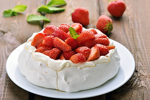 istock Pavlova cake with strawberry 497865154