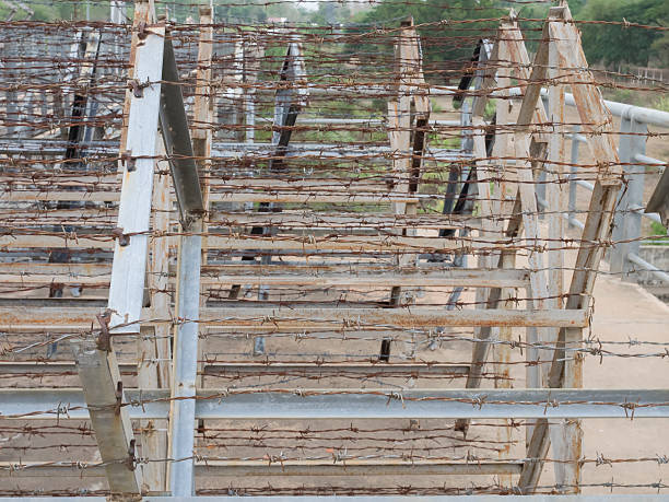 istock Security with a barbed wire fence photo 497865840