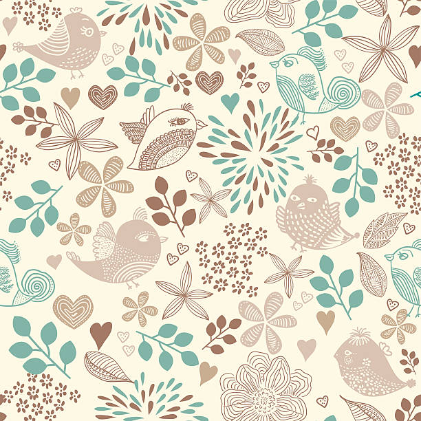 retro seamless floral pattern vector art illustration