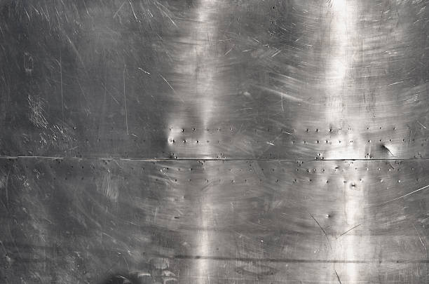istock Shiny silver aluminum sheet metal 497866396