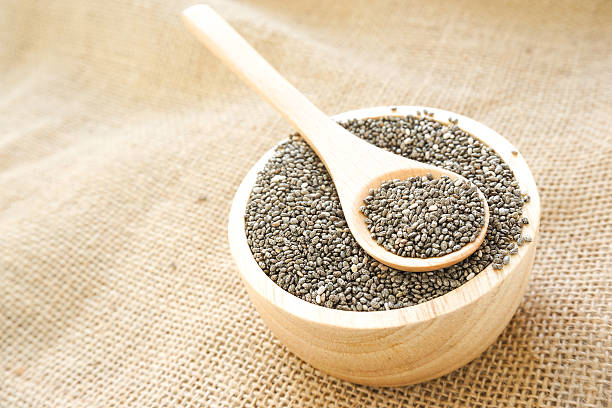 istock Chia seeds on wood bowl 497867846