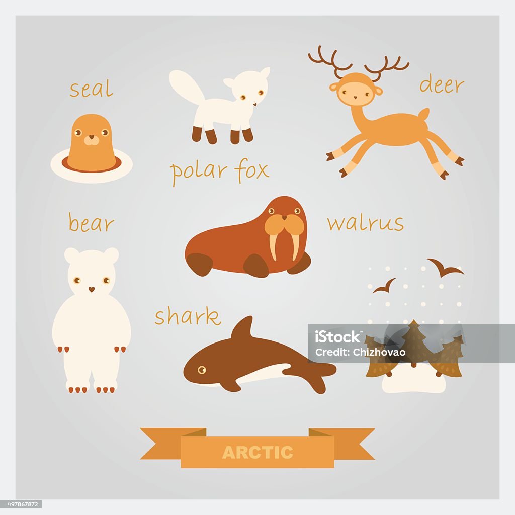 Vector Illustrations Of Cartoon Polar Animals Stock Illustration - Download  Image Now - 2015, Animal, Animal Wildlife - iStock