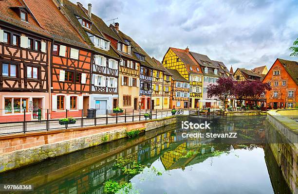 Colmar Petit Venice Water Canal And Traditional Houses Alsace Stock Photo - Download Image Now