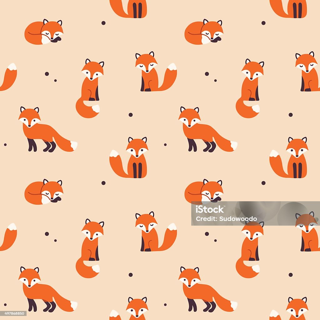 seamless fox pattern Vector seamless pattern with cute cartoon foxes. Fox stock vector