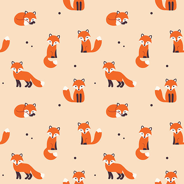 seamless fox pattern Vector seamless pattern with cute cartoon foxes. fox stock illustrations