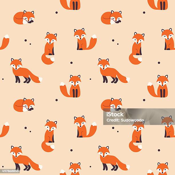 Seamless Fox Pattern Stock Illustration - Download Image Now - Fox, Seamless Pattern, Vector