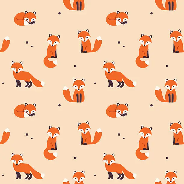 Vector illustration of seamless fox pattern
