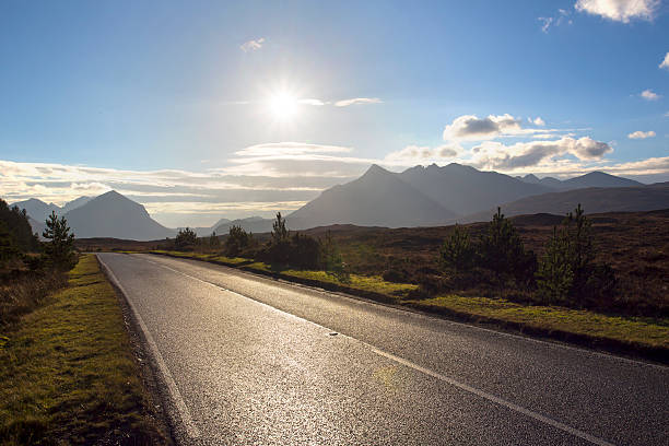 istock rural perfect road leading to the mountains 497868882