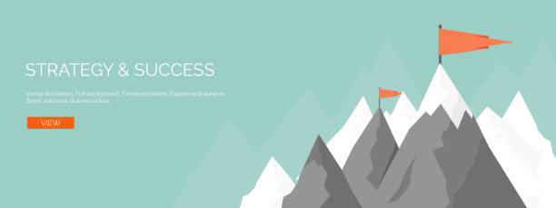 istock Vector illustration. Flat mountaines. Mission, achievement. Nature , travel. Success, smart 497869316