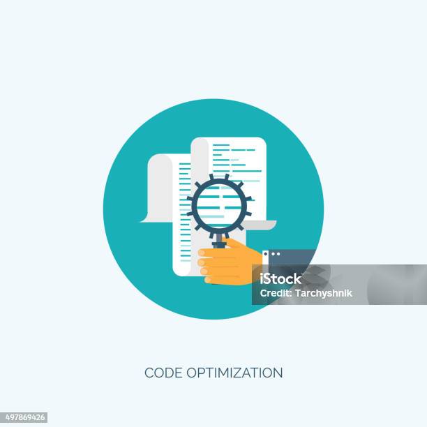 Vector Illustration Code Optimization Flat Computing Background ...