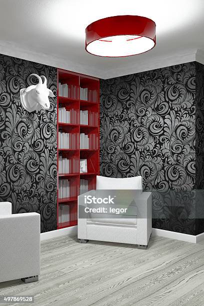 Studying Room With Two Armchairs Stock Photo - Download Image Now - Library, Luxury, 2015