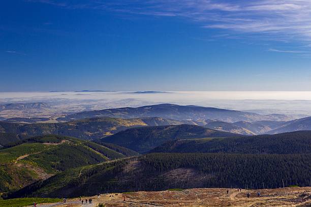 Bela paisagem de outono, Karkonosze montanhas, Polônia - foto de acervo