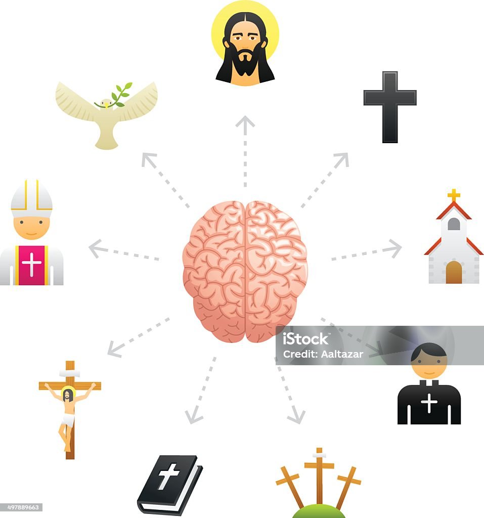 Myśląc o Religia - Grafika wektorowa royalty-free (Chrześcijaństwo)