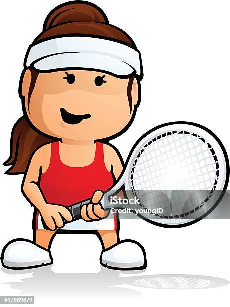 Kobieta Tenis Player - Stockowe grafiki wektorowe i więcej obrazów Clip Art - Clip Art, Dorosły, Dowcip rysunkowy