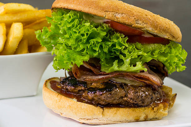 istock Beef Burger and side of fries 497890201