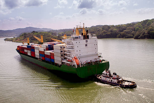 контейнеровоз в панамский канал - panama sailing ship ship industrial ship стоковые фото и изображения