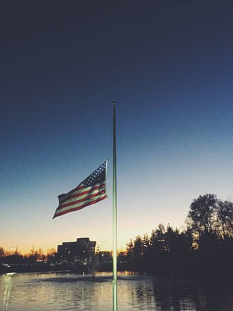 USA Flag at half mast half staff. Processed with VSCOcam with f2 preset