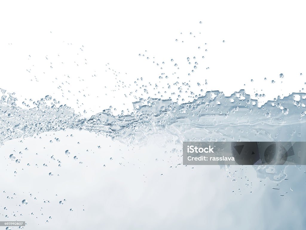 Superfície de Água, isolado no fundo branco - Foto de stock de Onda royalty-free