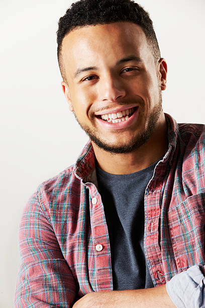 istock Studio Portrait Of Laughing Man Against White Background 497892826