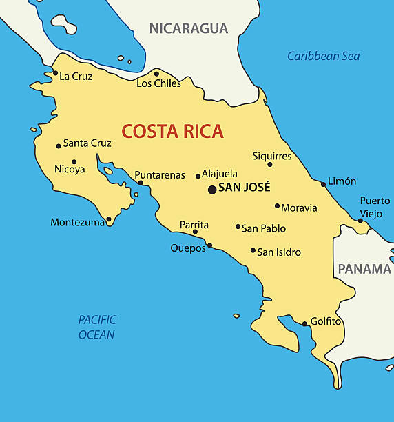 republic of costa rica - vector map - costa rica stock illustrations