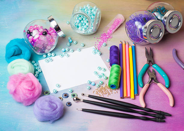 istock Hand made set in pink and purple tones 497893832