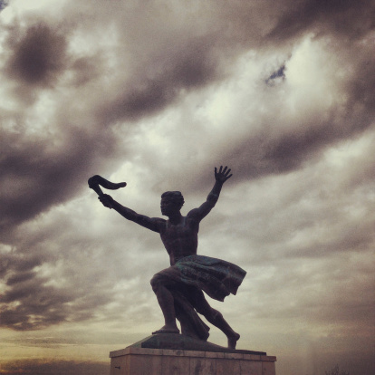 Torch bearer statue at Gellert Hill in Budapest, Hungary