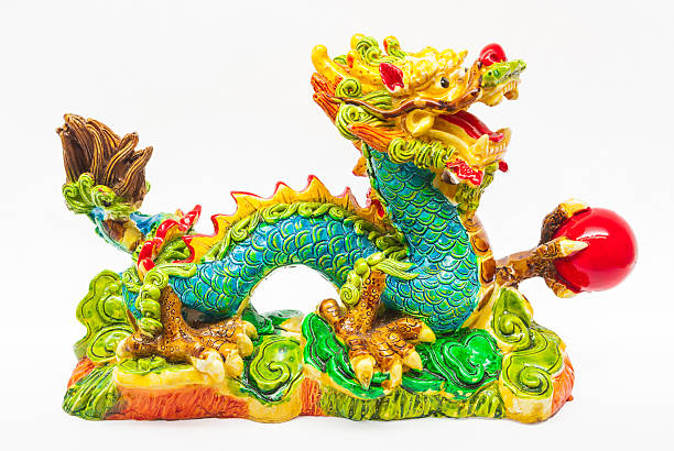 istock Colorful Resin Dragon with Red Ball 497895107