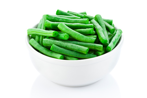Green Beans in a Bowl Isolated on White Background