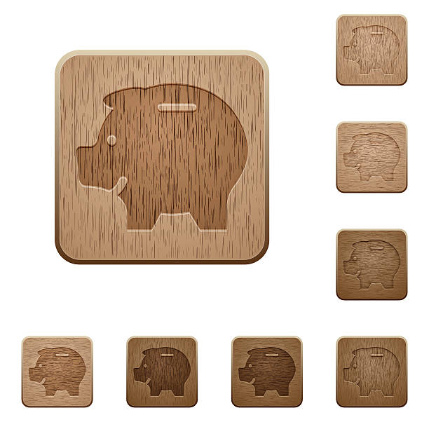 istock Piggy bank wooden buttons 497897354
