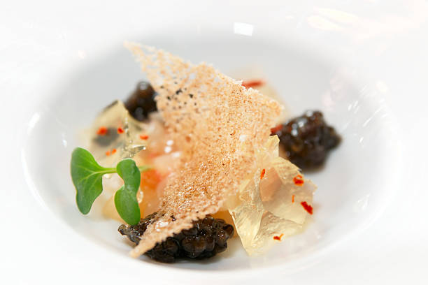 istock Small gourmet dish with black caviar 497897908