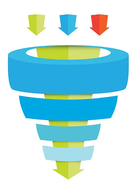 Vector illustration of Sales Funnel Chart With Arrows