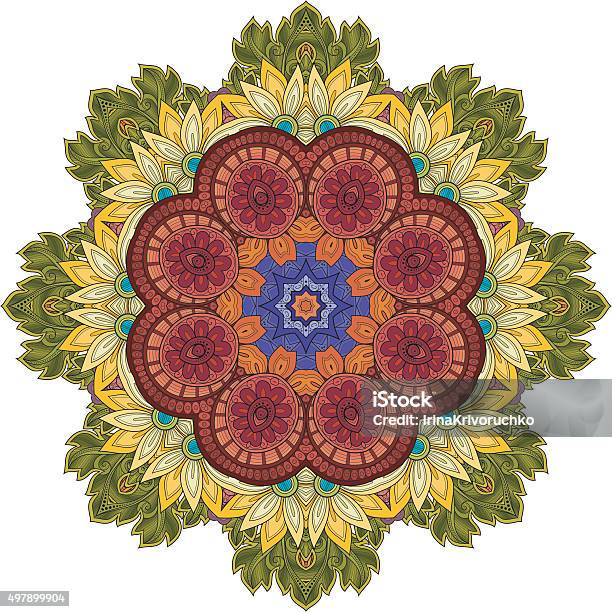 Vector Beautiful Deco Colored Mandala Stock Illustration - Download Image Now - 2015, Arabic Style, Art