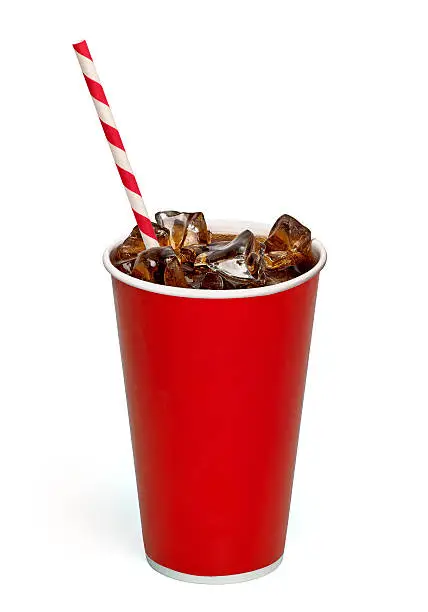 Photo of Iced cola with straw in paper cup