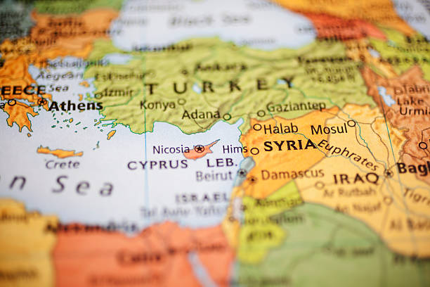 istock Nations:  Map of Middle Eastern countries. Focus on Syria. 497901758