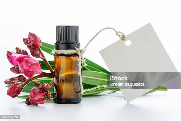 Essential Oil Empty Tags And Roses Flowers Stock Photo - Download Image Now - 2015, Aromatherapy, Beauty