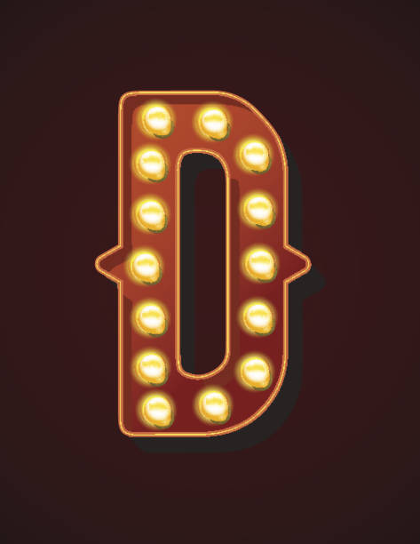 ilustrações de stock, clip art, desenhos animados e ícones de casino ou sinais de broadway em estilo lâmpada alfabeto letra carácter - letter d alphabet alphabetical order backgrounds