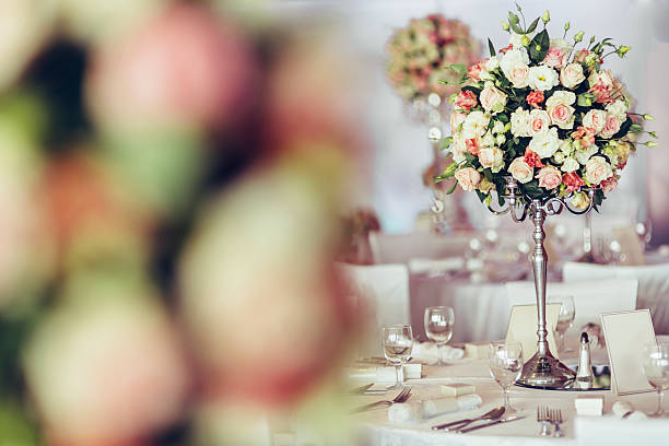 istock Beautiful wedding tables and roses 497903820