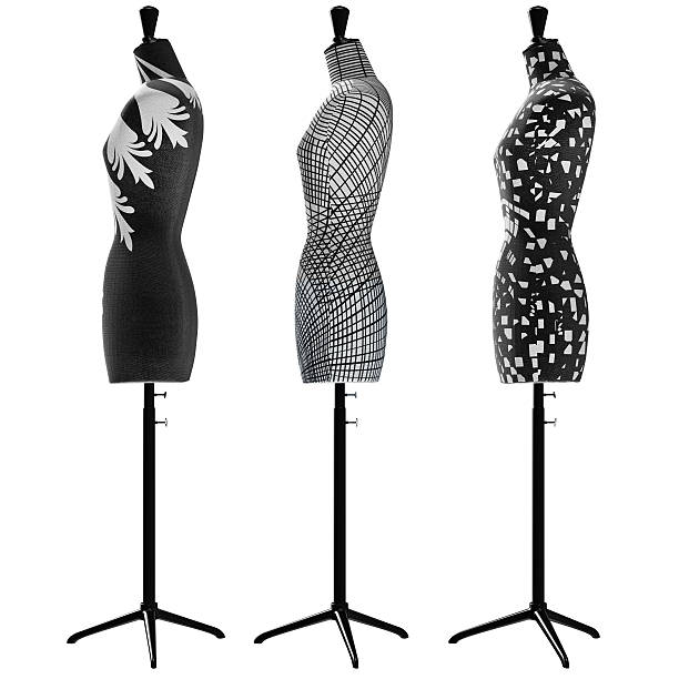 istock Female mannequins with black and white ornaments, side view 497904194