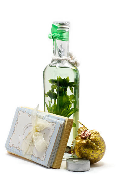 Aroma lamp with greeting cards and candle