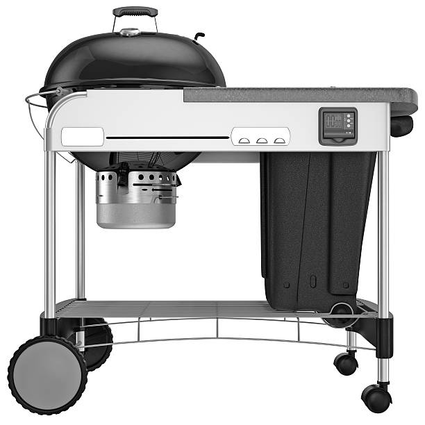 istock Roll-metallic charcoal grill with side view of an electronic sensor 497905690