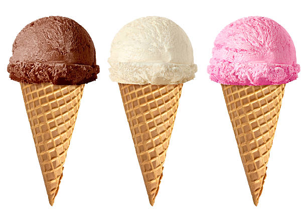 istock Chocolate, vanilla and strawberry Ice cream in cone 497906270
