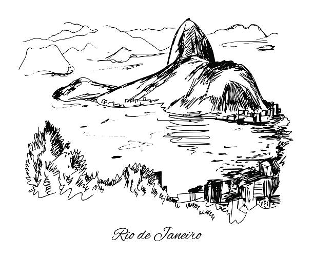 Hand drawn Rio de Janeiro coast Hand drawn Rio de Janeiro coast rio de janeiro state stock illustrations