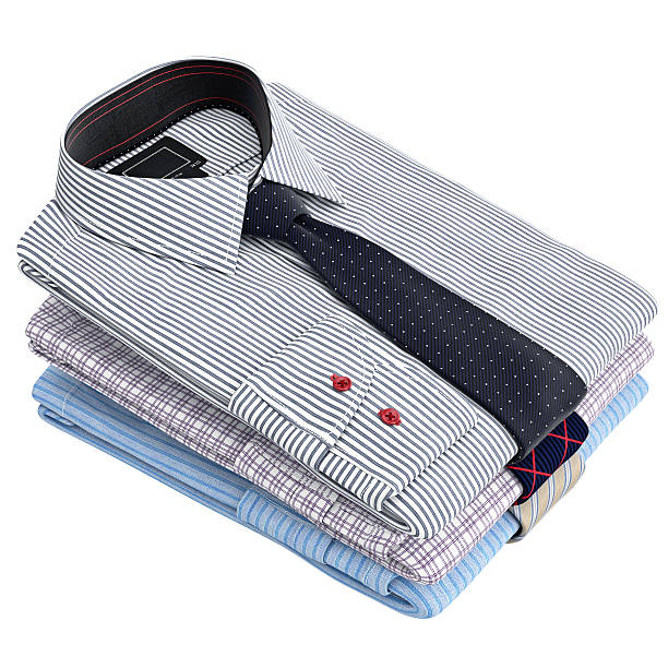 istock Folded classic men's shirt with long ties 497937538