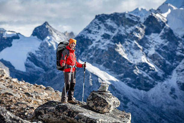 istock Hiker posing at camera on the trek in Himalayas, Nepal 497940246