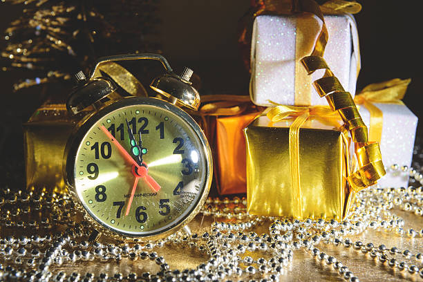 istock New Year composition with gifts and an alarm clock 497940540