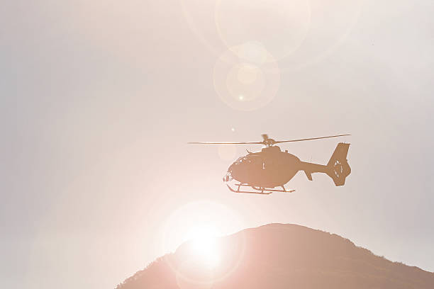 istock Mountain rescue helicopter in flight 497941628
