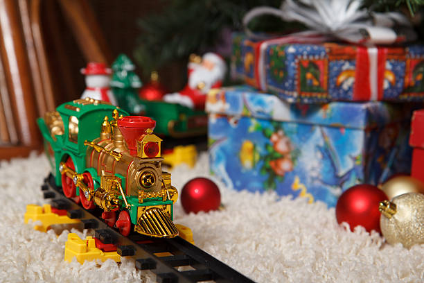 istock Miniature train with Christams decoration 497946590