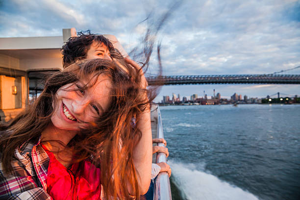 istock Mother and daughter at ferry at Hudson River 497947603